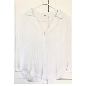 Free people white button up blouse small